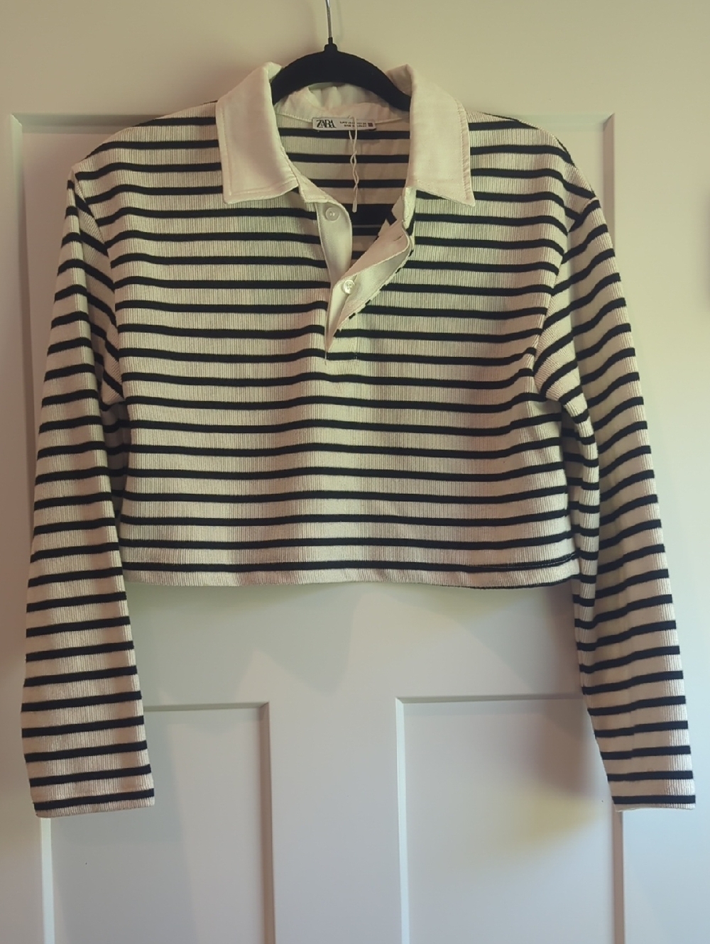 Zara Cropped Striped Polo Top